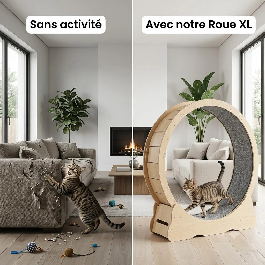 roue pour chat en bois