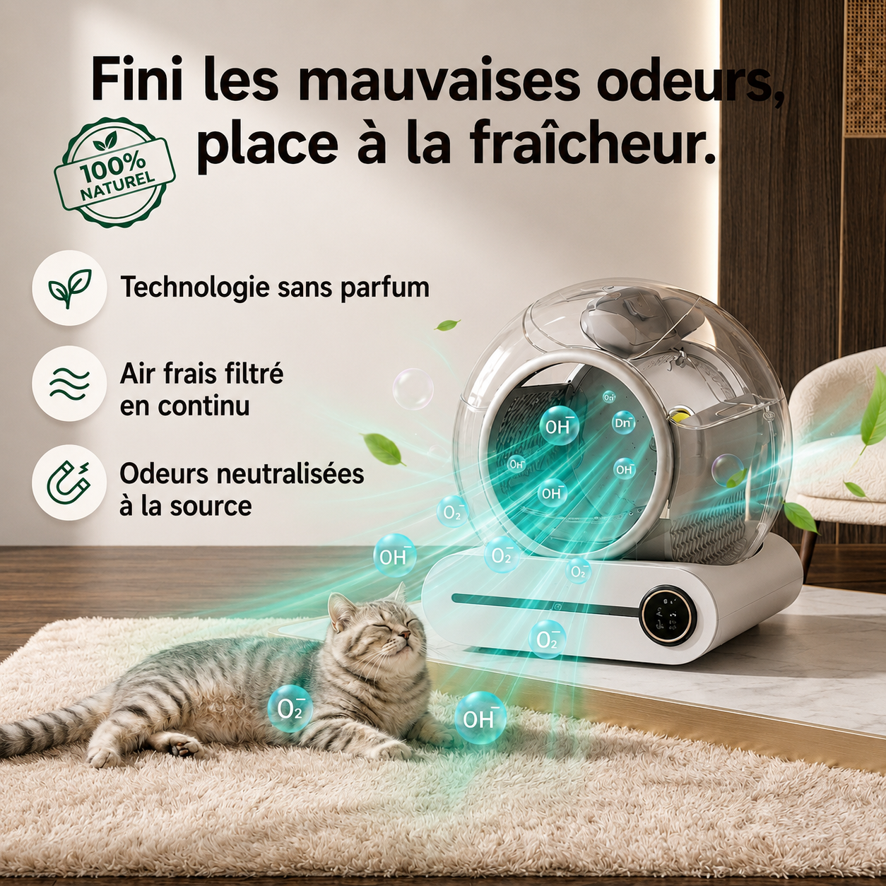 Bac à litière autonettoyant - 15 jours de liberté sans corvée
