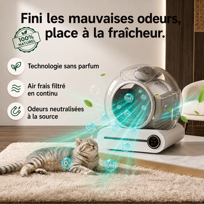 Bac à litière autonettoyant - 15 jours de liberté sans corvée