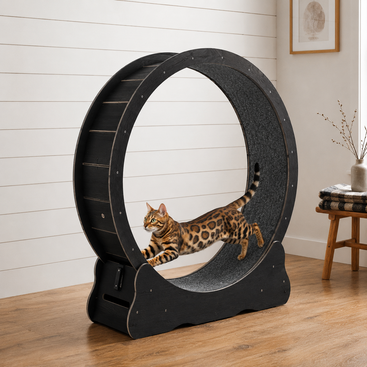 Roue pour chat XL — Le tapis de course silencieux en bois